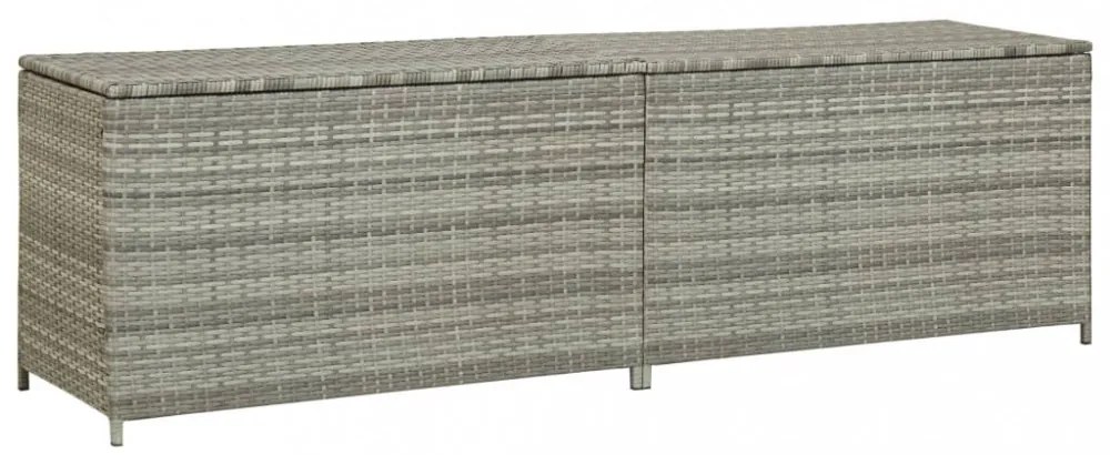 szürke polyrattan kerti tárolóláda 200 x 50 x 60 cm