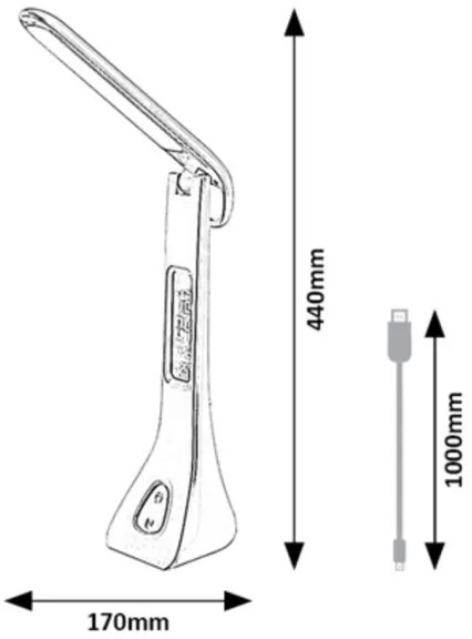 Rabalux 74042 - AMATO LED asztali lámpa, 7W, 5V, 4000K, fehér, dimmelhető