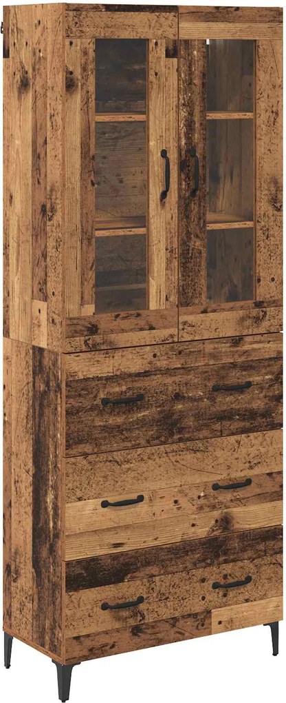 vidaXL Magasfiú Falra szerelhető Öreg fa 69,5 x 34 x 180 cm Faanyag