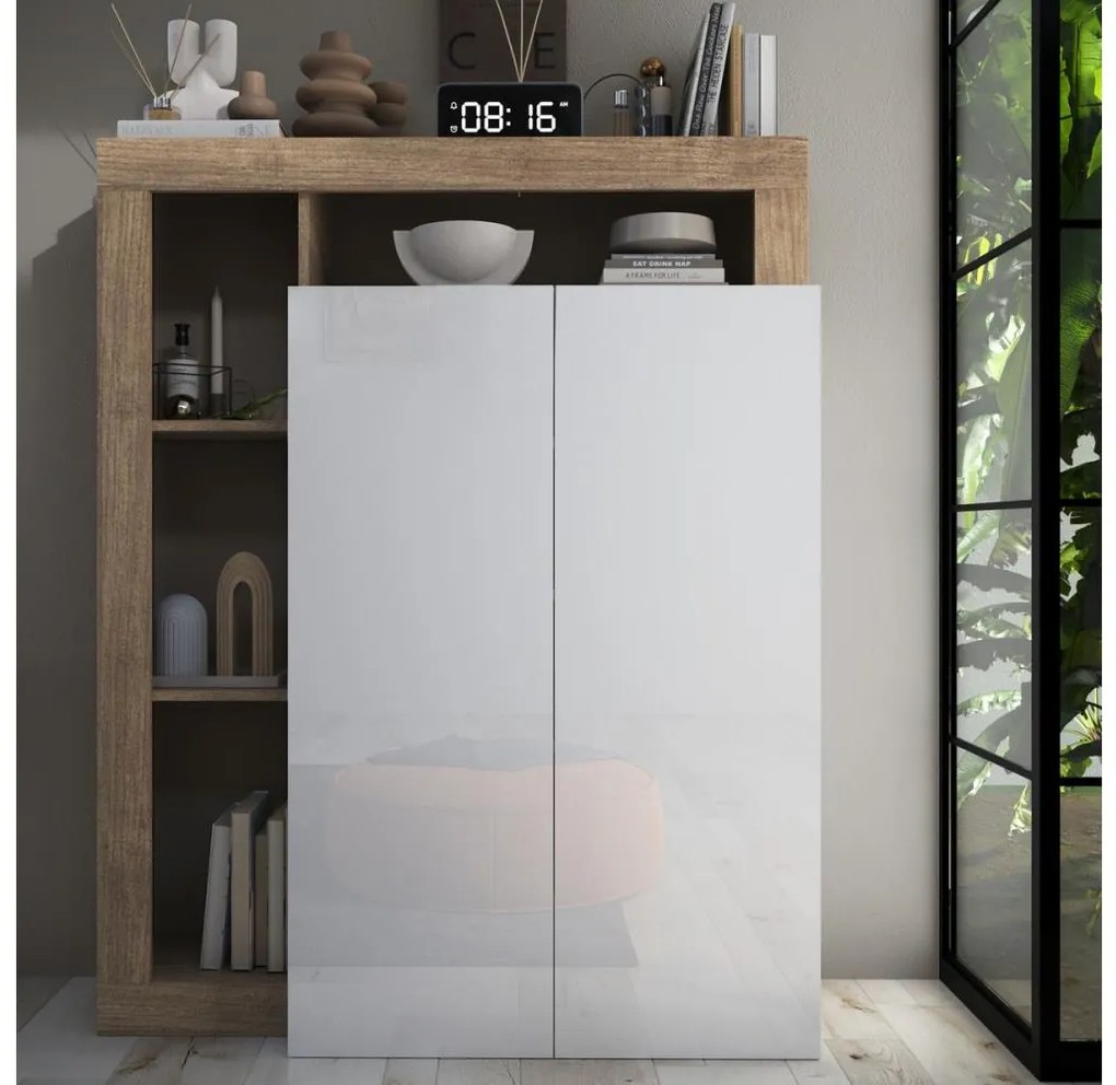 LENOR szekrény, fehér/világos tölgy