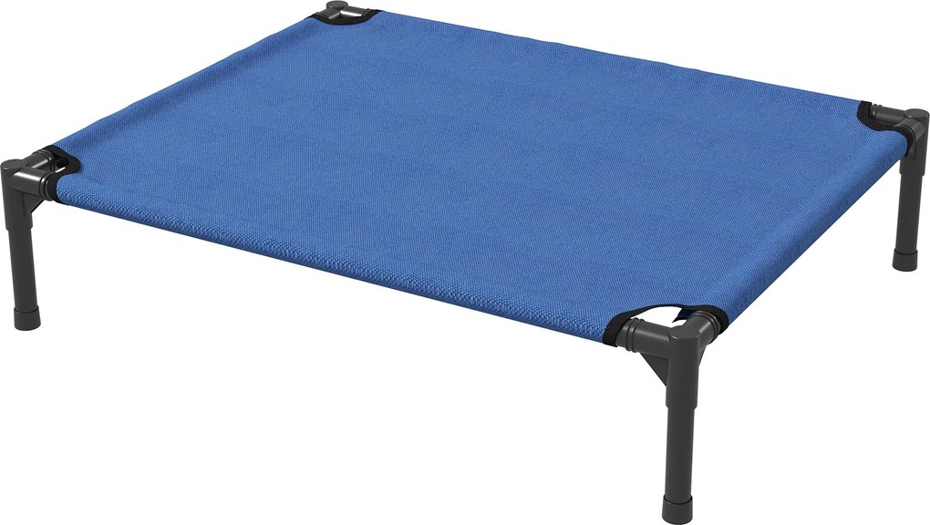 PawHut Közepes Méretű Összecsukható Kutyafekhely Belső és Külső Használatra, Emelt Kutyafekhely, Fém és Oxford Szövet Kutyaház, 76x61x18 cm, Kék | Aos