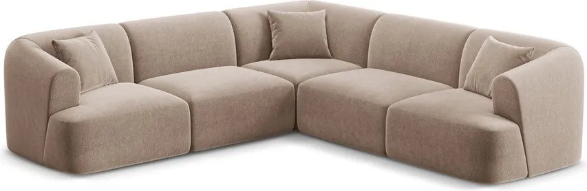 Világosbarna bársony sarokkanapé Campi – Cosmopolitan Design