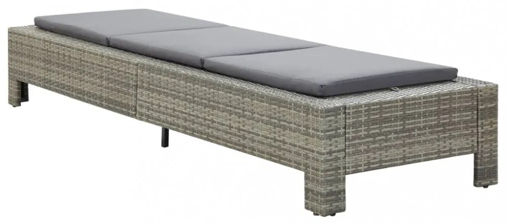 szürke polyrattan napozóágy párnával
