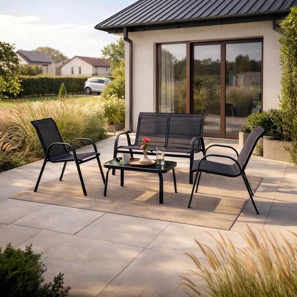 MINNESOTA kerti bútor szett fekete