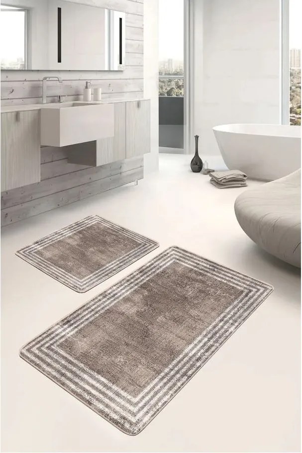 Barna bársony fürdőszobai kilépő szett 2 db-os 60x100 cm – Mila Home