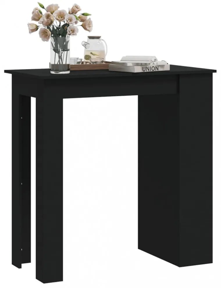 fekete szerelt fa bárasztal tárolórekesszel 102 x 50 x 103,5 cm