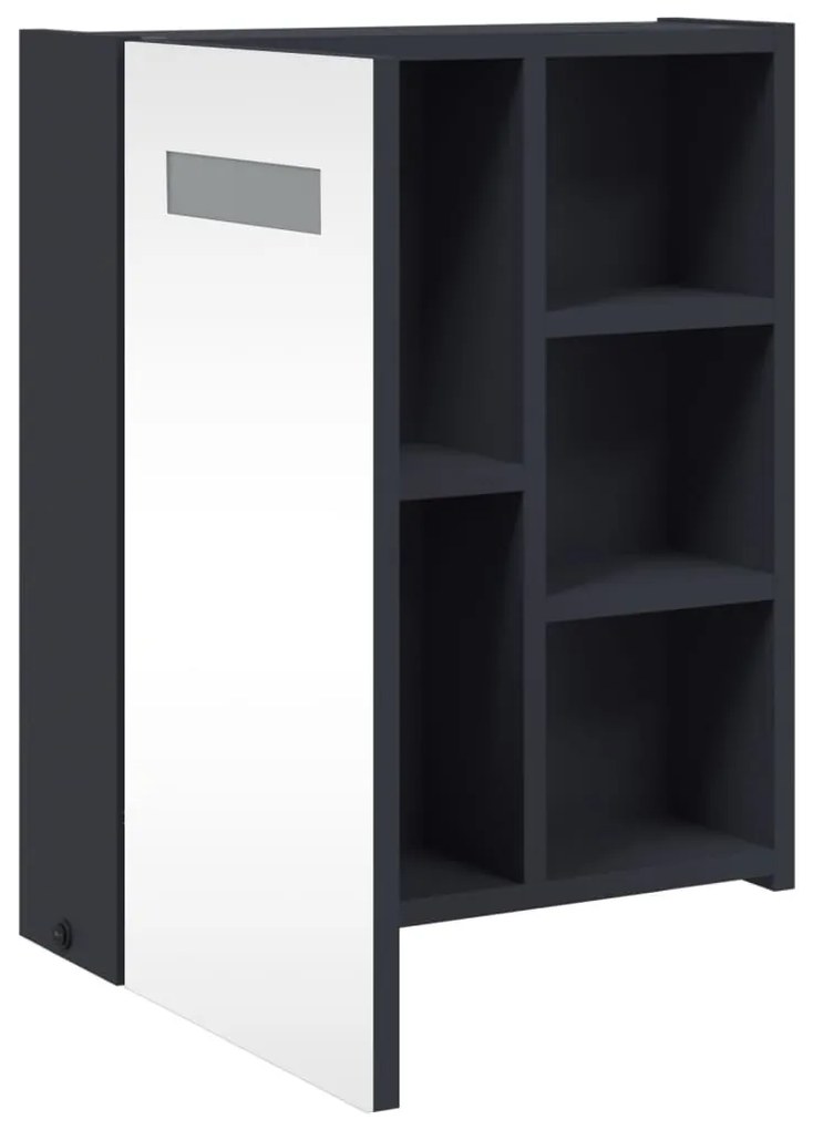 szürke tükrös fürdőszobaszekrény LED-del 45 x 13 x 52 cm
