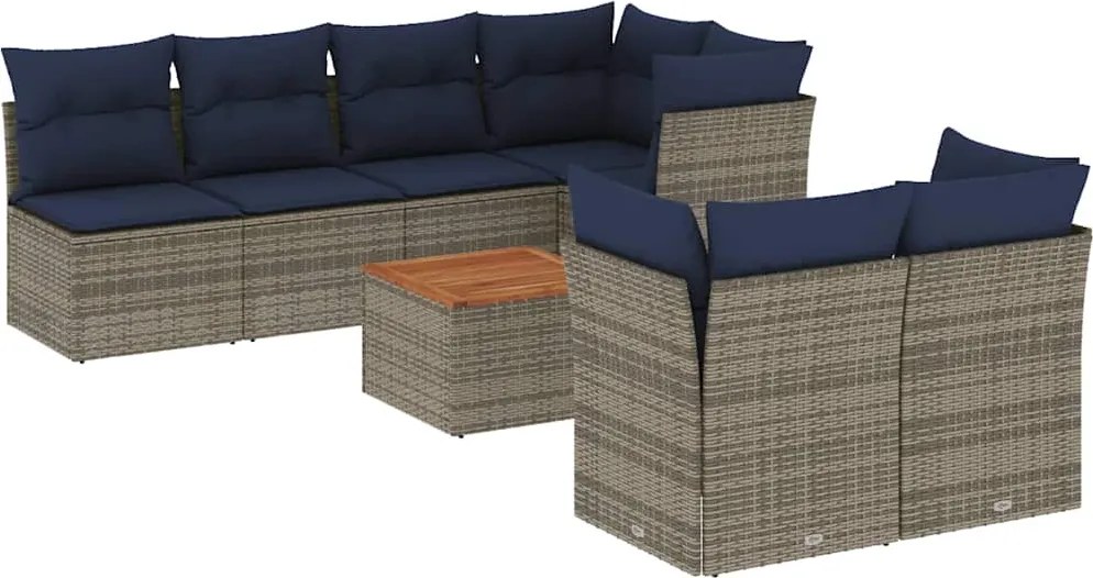 vidaXL 8 részes szürke polyrattan kerti ülőgarnitúra párnával