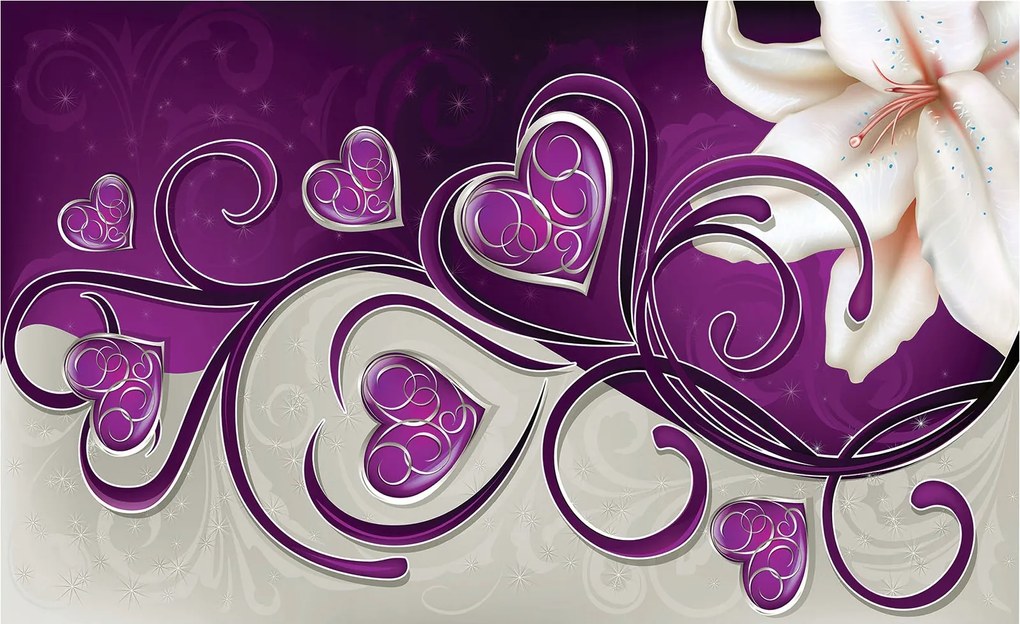 Fotótapéta Lila liliom szív vinil absztrakt 254x184 +ragasztó