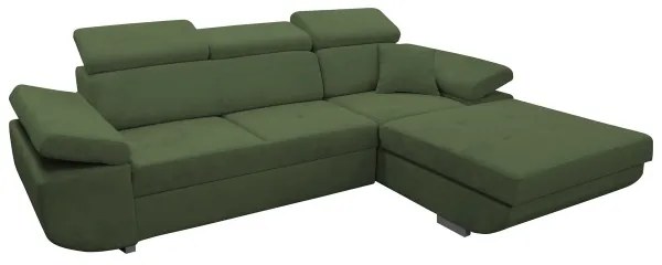 Kihúzható, jobbos L-alakú sarokülőgarnitúra tárolóval CASTELO, zöld