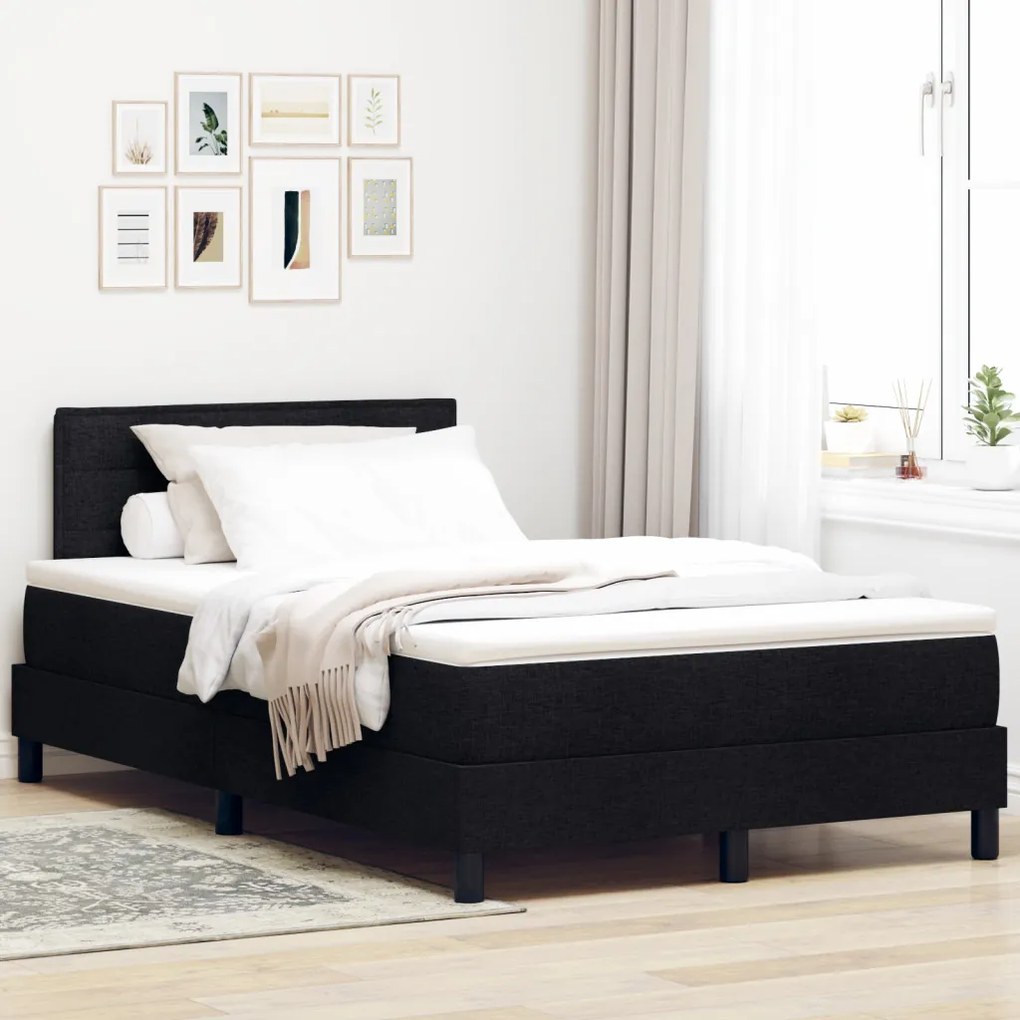 Box Spring Ágy Matraccal és LED Fekete 120x190 cm Szövet