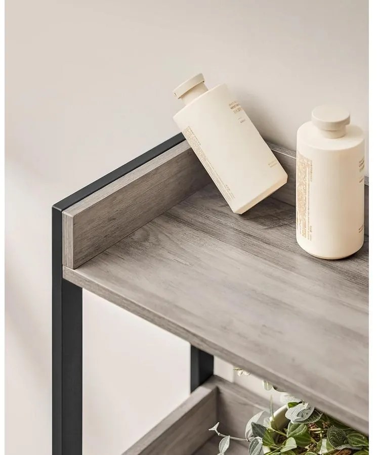 3 Szintes WC/mosógép fölé helyezhető polc szürkés-bézs és fekete színben