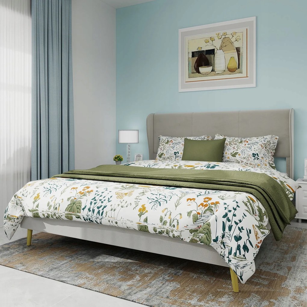 Franciaágy 160*200 cm Kárpitozott ágy 400kg Egyszerű design bézs