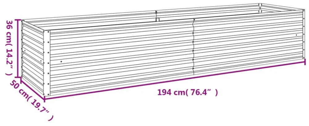 Corten acél kerti magaságyás 194 x 50 x 36 cm