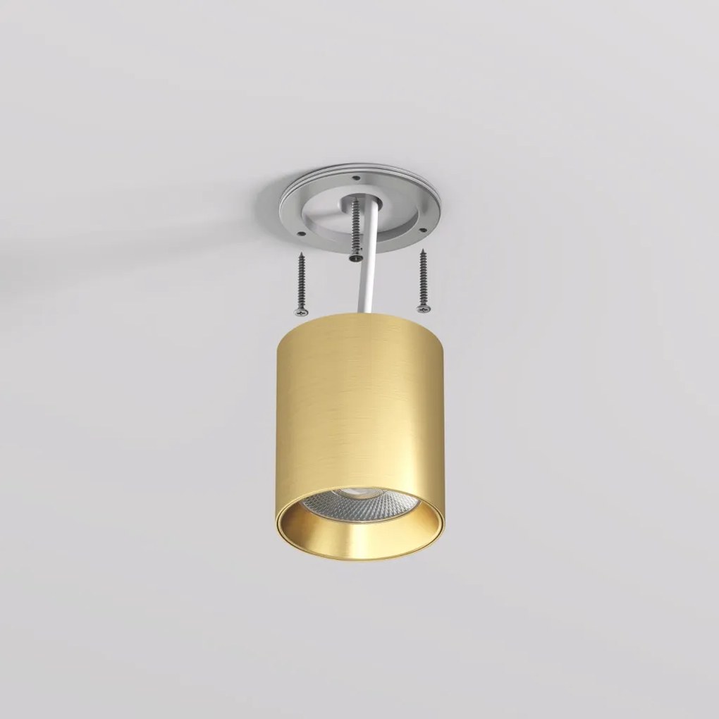 DK/EU-2610-SB Surface mounted ceiling downlight SHINE TUBE series, D70*H80, LED, IP20, 3000К, 10W, RA≥90, satin brass color, aluminum — DK/EU-2610-SB