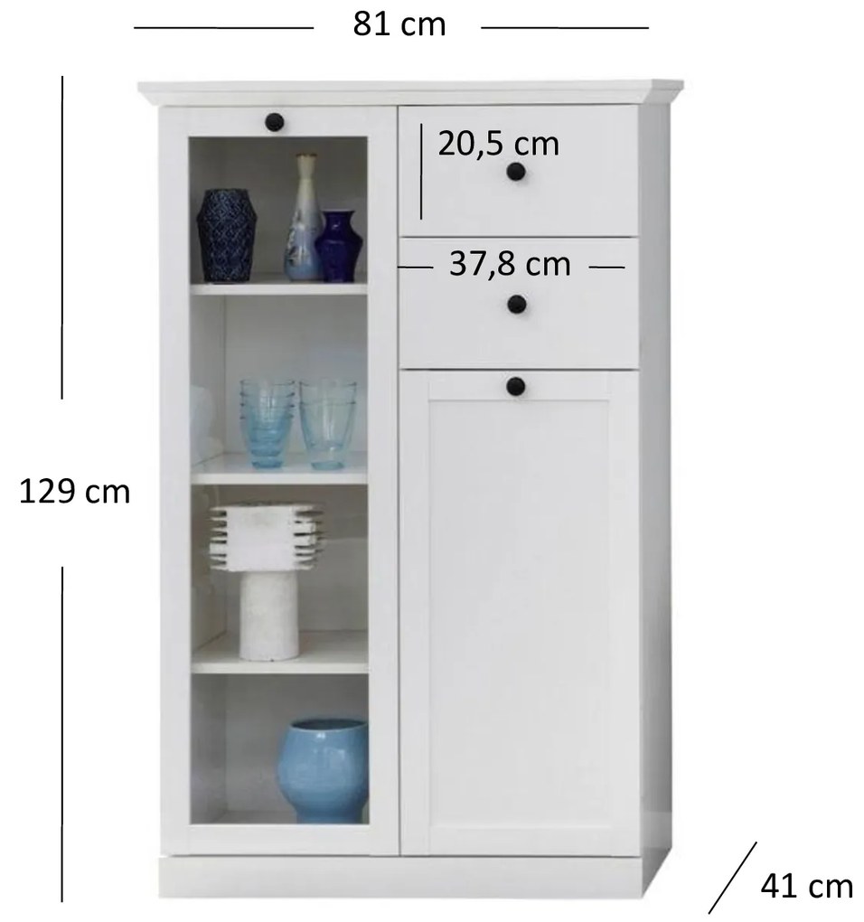 Vitrin Brendon 1D1W2S (fehér). 1052782
