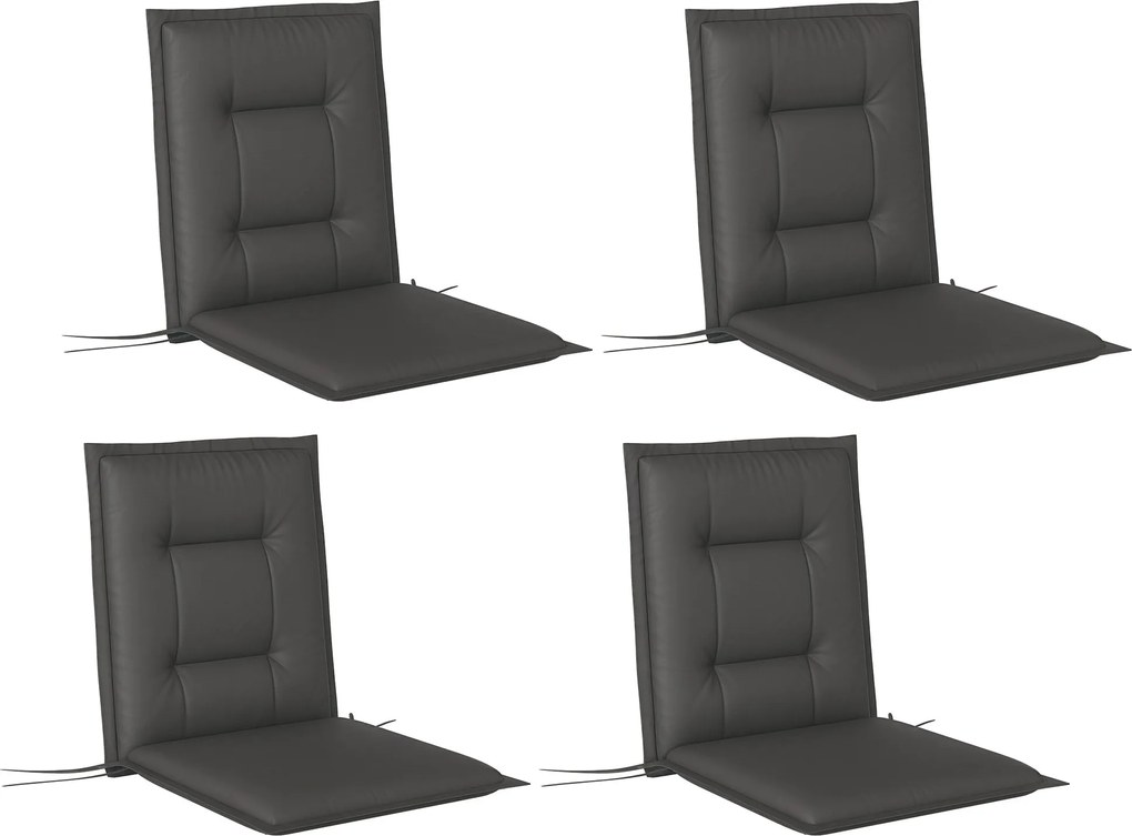 Outsunny 4 darabos székpárna szett 108 x 50 x 5 cm, pántos kültéri és beltéri ülőpárna, padpárnák kerti bútorhoz, étkezőszékhez, karosszékhez, Sötétsz