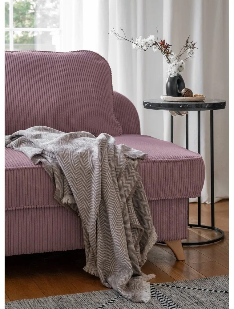 Törtrózsaszín kordbársony heverő (bal oldali) Chic Charlotte – Miuform