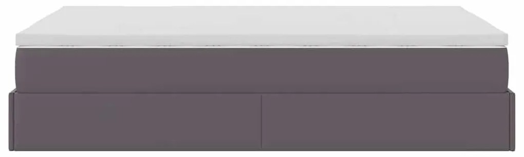 Ottomán ágykeret matraccal Szürke 120x200cm műbőrrel