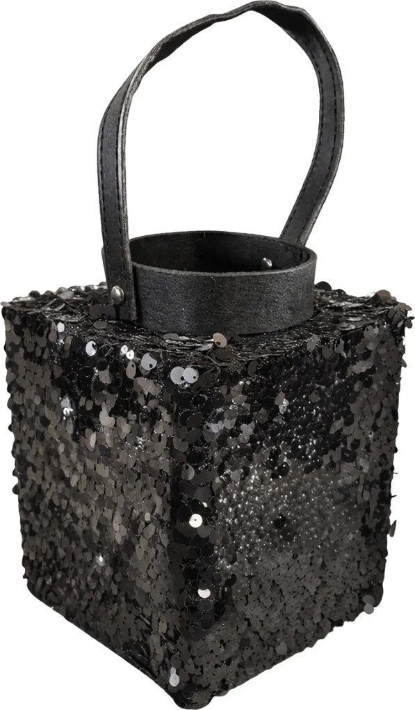 Lámpás flitterekkel LOFTY GLAM 27 cm, fekete