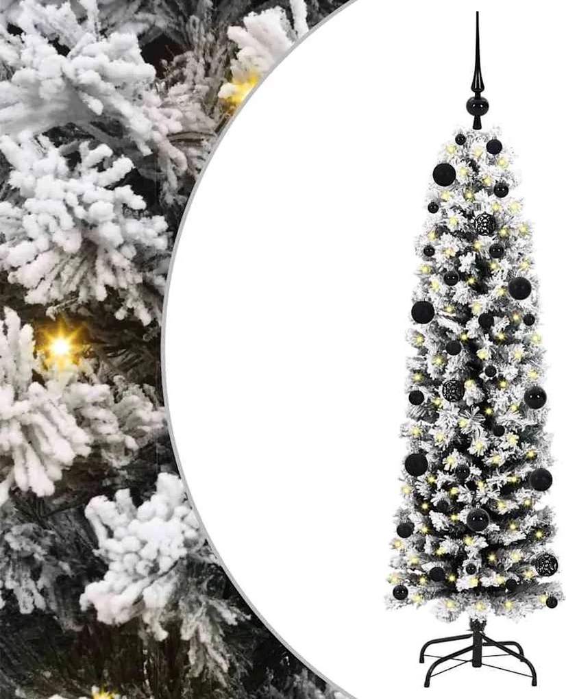 vidaXL Mű karácsonyfa 150 LED-del Zöld 150 cm PVC, acél és műanyag