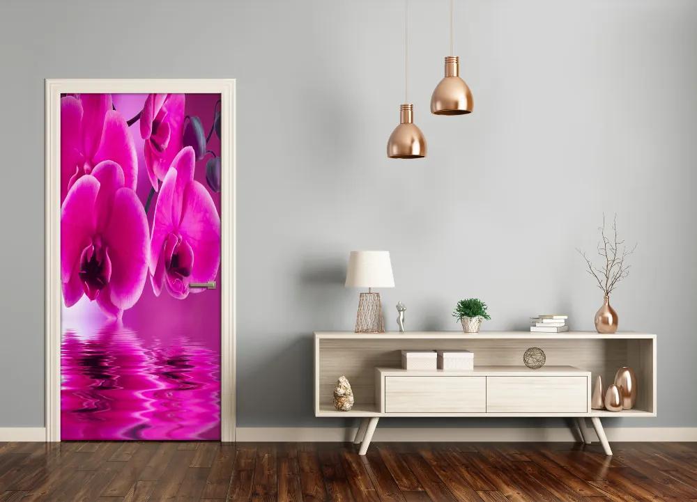 Ajtóposzter rózsaszín orchidea 75x205 cm
