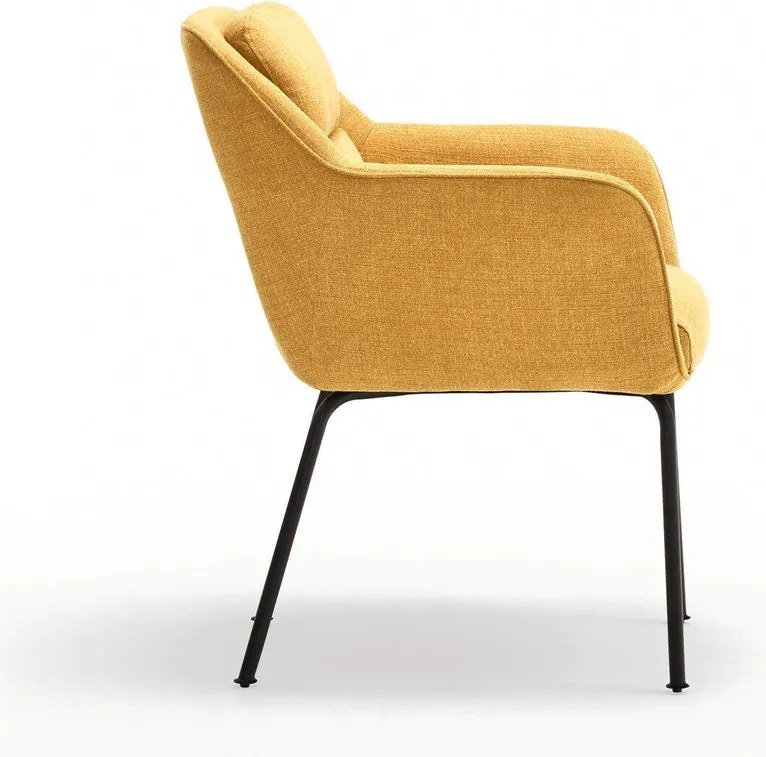 Mustársárga kárpitozott karfás étkezőfotel Sadira – Teulat