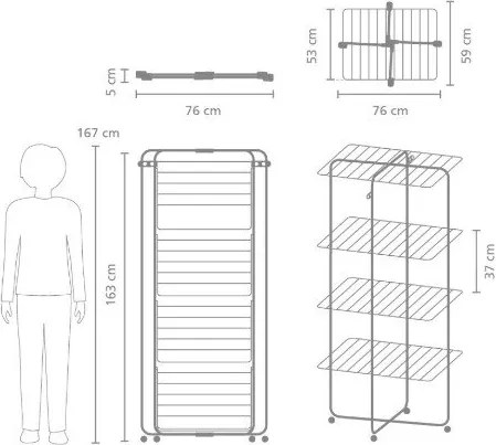 Fehér ruhaszárító 30 m HangOn Tower – Brabantia