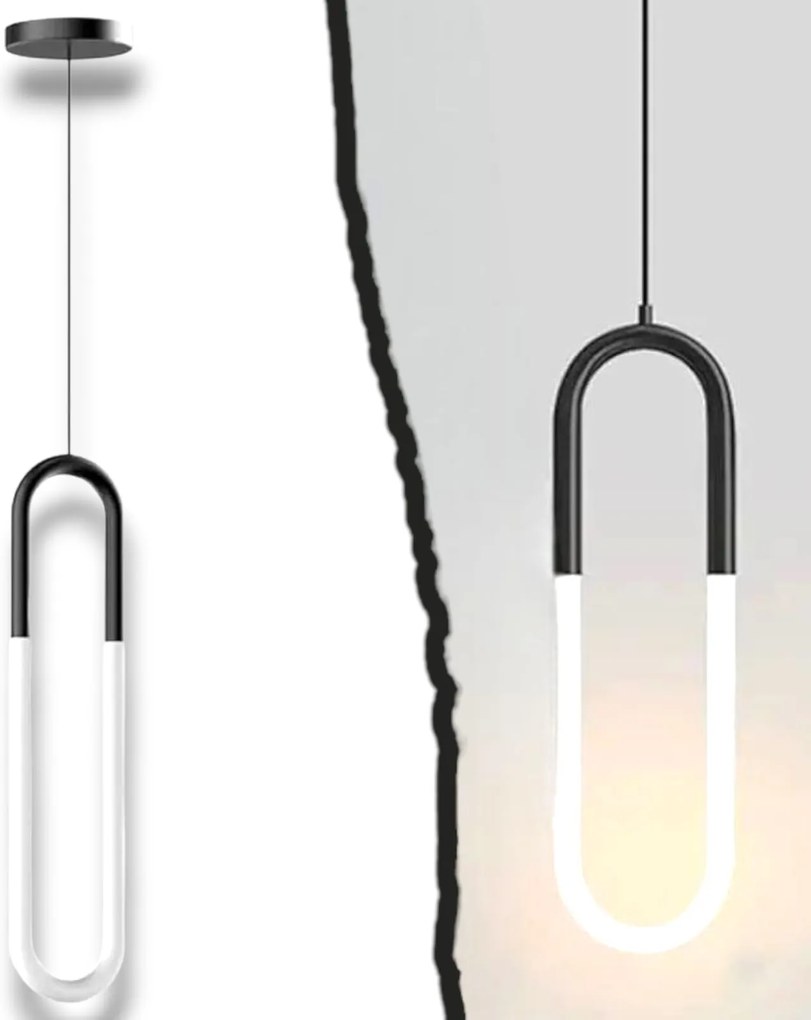 Függőlámpa ,,u,, Puzo Fekete fény integrált Led fényforrás Stílusos