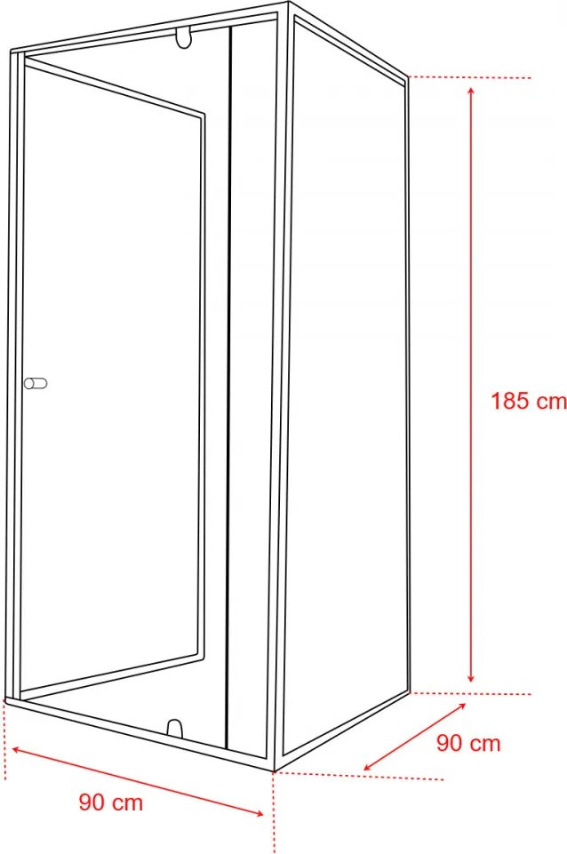 Flexi falsíkra szerelhető szögletes zuhanykabin 90x90 cm zuhanytálca nélkül