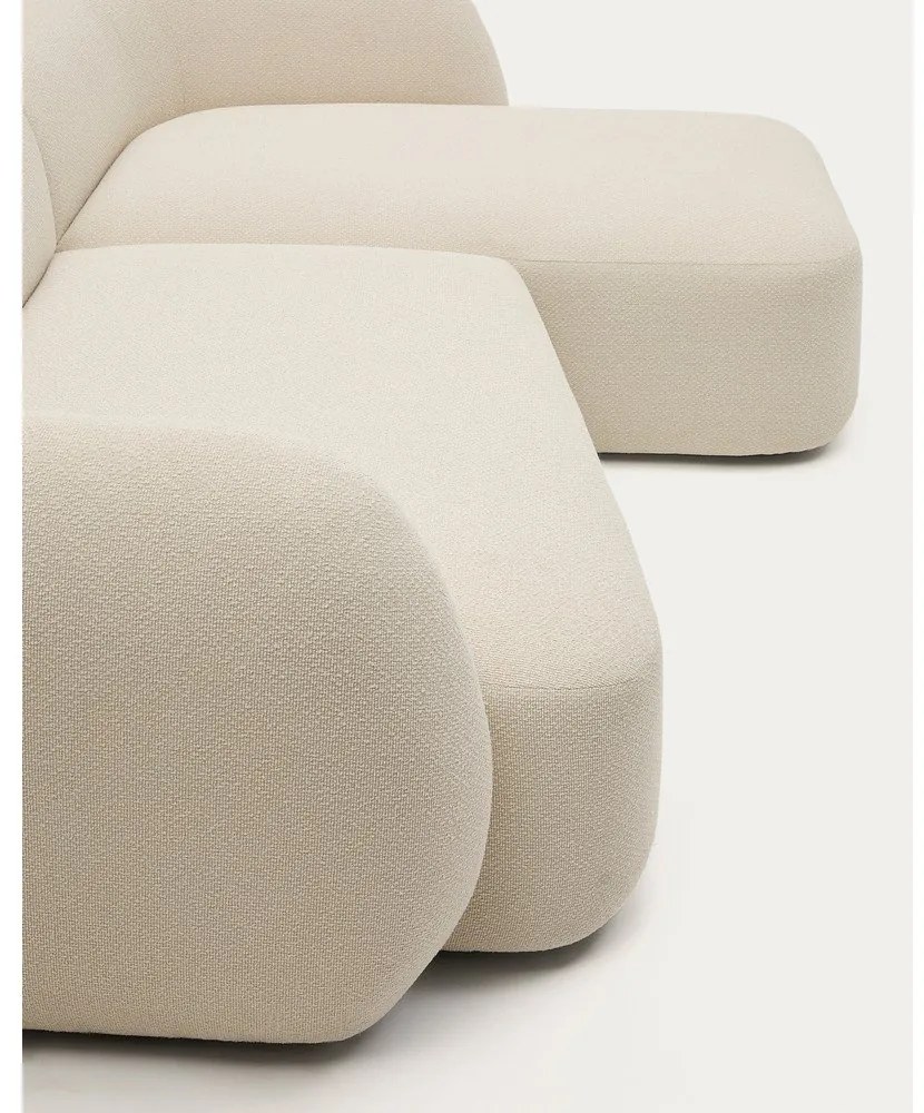 Krémszínű zsenília sarokkanapé (jobb oldali-heverő résszel) Martina – Kave Home