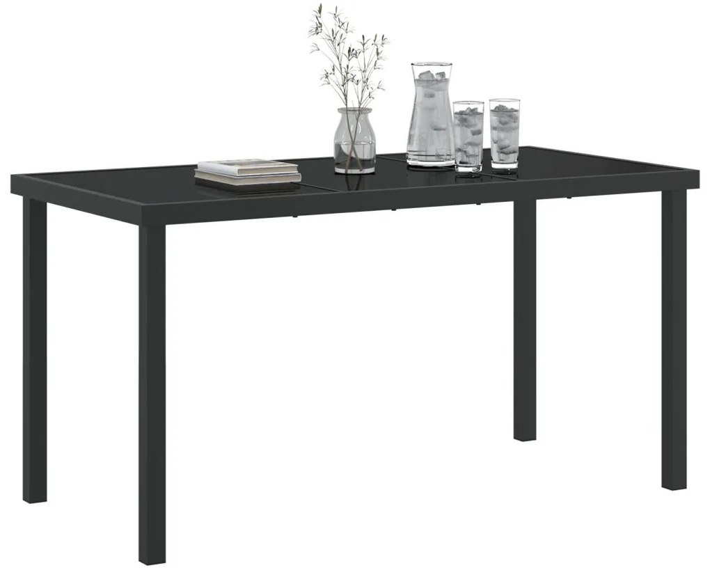 Kertasztal Fekete 140x80x73 cm Edzett Üveg