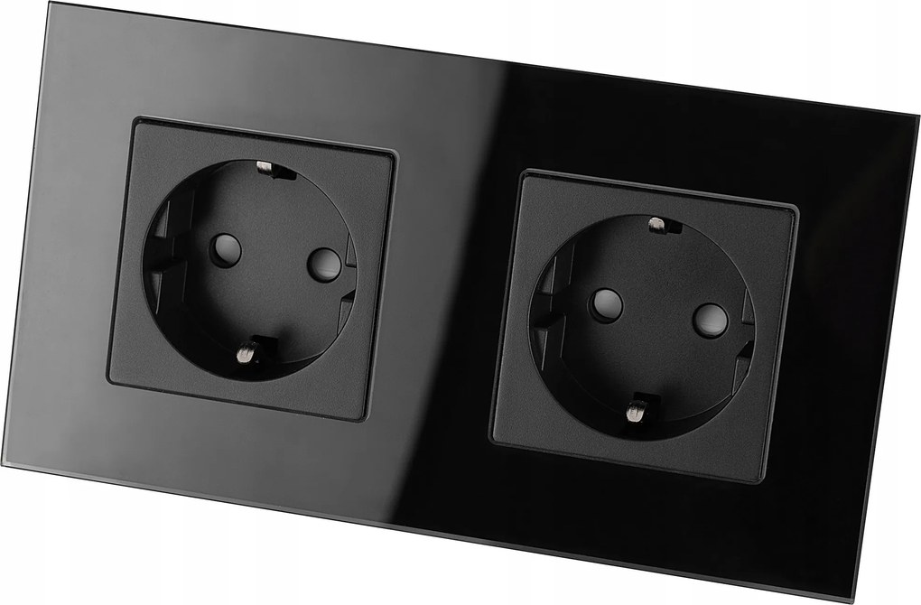 Dupla Üveg Fali Aljzat Schuko Fekete Dupla Kerettel és 2 x Aljzattal Miuun