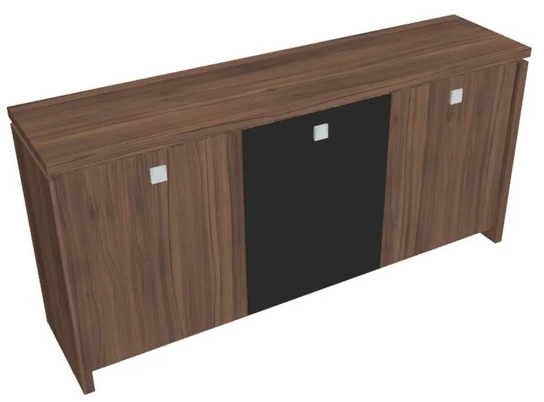 Verno alacsony szekrény 188 x 46 x 90 cm, kombinált ajtó, dió / fekete