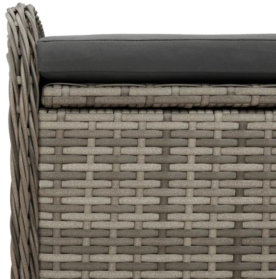 szürke polyrattan tárolópad párnával 80 x 51 x 52 cm