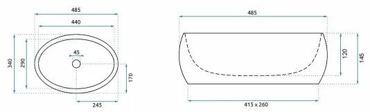 REA-U8568 - Ráépíthető mosdó LINDA 34x48,5 cm kerámia/márvány dekor