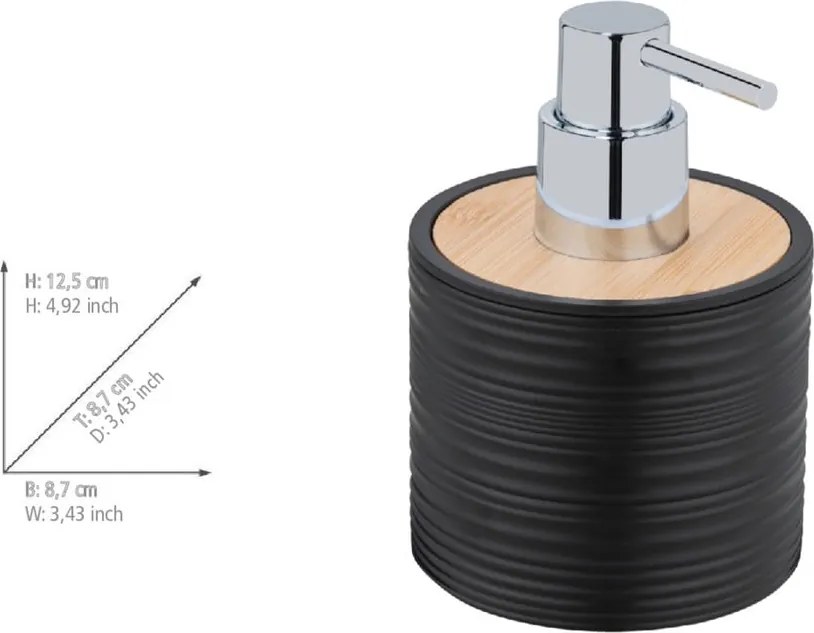 Fekete műanyag szappanadagoló 350 ml Lyon – Allstar