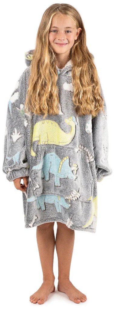 4Home Dino mikroplüss gyapjú hatású világító takaró pulóver, uni S - gyerek méret