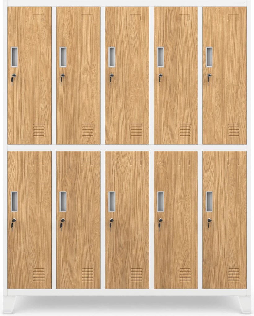 10 ajtós öltözőszekrény, fehér/arany tölgy, 1360x1720x450 mm: BARTEK Eco Design