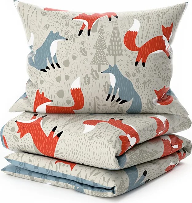 Krepp ágyneműhuzat gyerekágyhoz Renforcé FOXIVA szürke Ágyneműhuzat mérete: 45 x 65 cm | 90 x 140 cm