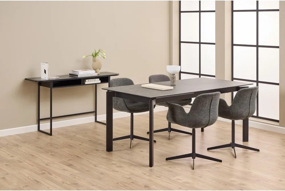 Fekete konzolasztal kőrisfa dekorral 40x140 cm Darlington – Actona