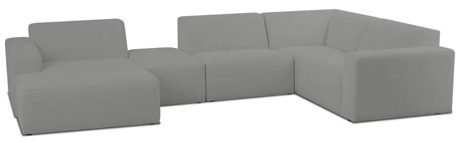 Szürke buklé sarokkanapé (U alakú) Roxy – Scandic