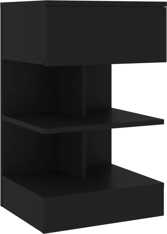 vidaXL fekete szerelt fa éjjeliszekrény 40 x 35 x 65 cm