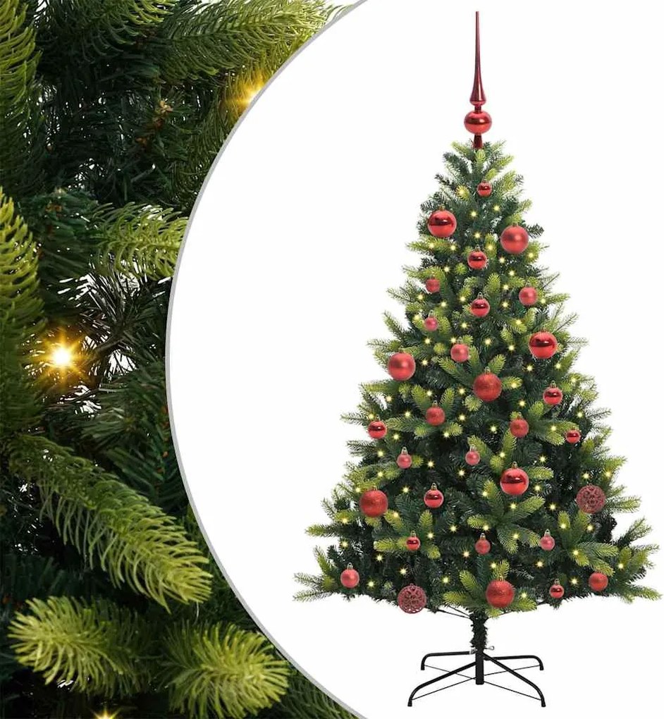 vidaXL Műanyag Hajtogatott Karácsonyfa 150 LED-del Zöld 150 cm