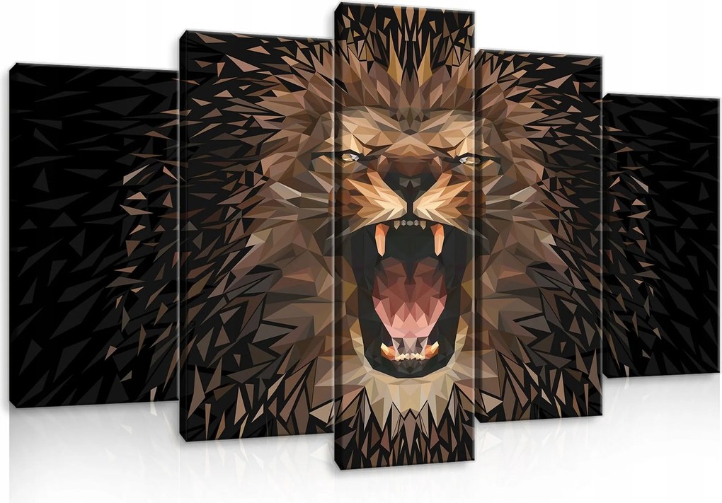 Vászonkép 100x60 Oroszlán bömbölés geometrikus erő vadság absztrakt állatok