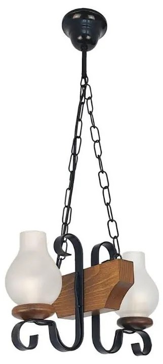 Brilagi - Csillár láncon QUEEN 2xE14/40W/230V bükkfa/dió