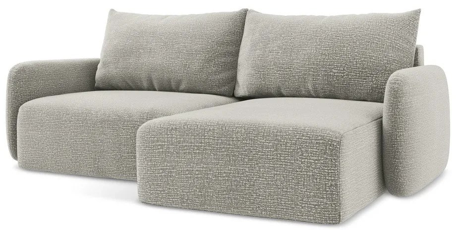 Világosszürke kinyitható-tárolóhelyes sarokkanapé (jobb oldali) Kalena – Makamii