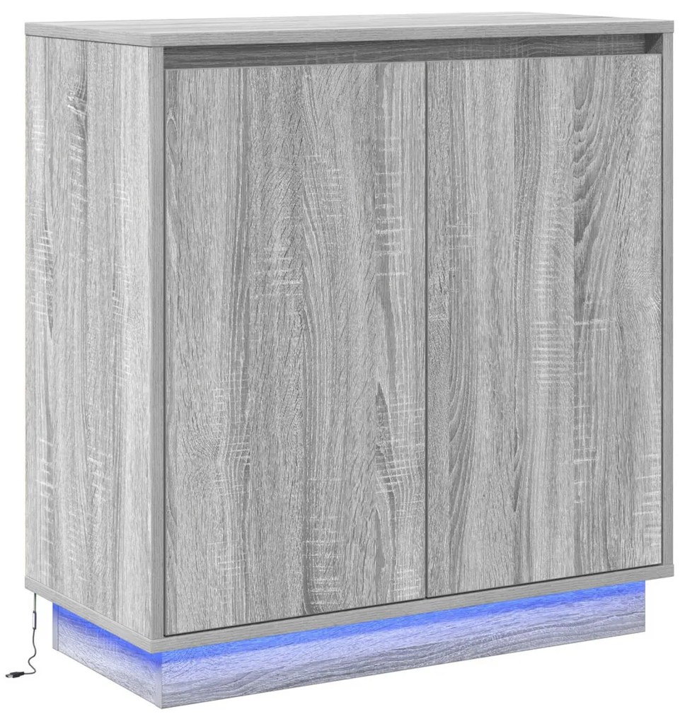 LED-es szekrény, szürke sonoma, 71x34,5x75 cm, műszaki fa