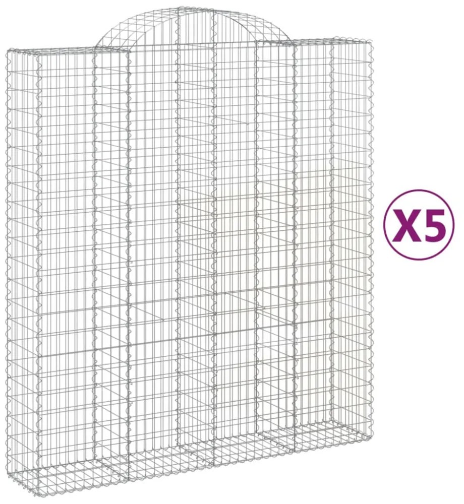 5 db íves horganyzott vas gabion kosár 200x50x220/240 cm