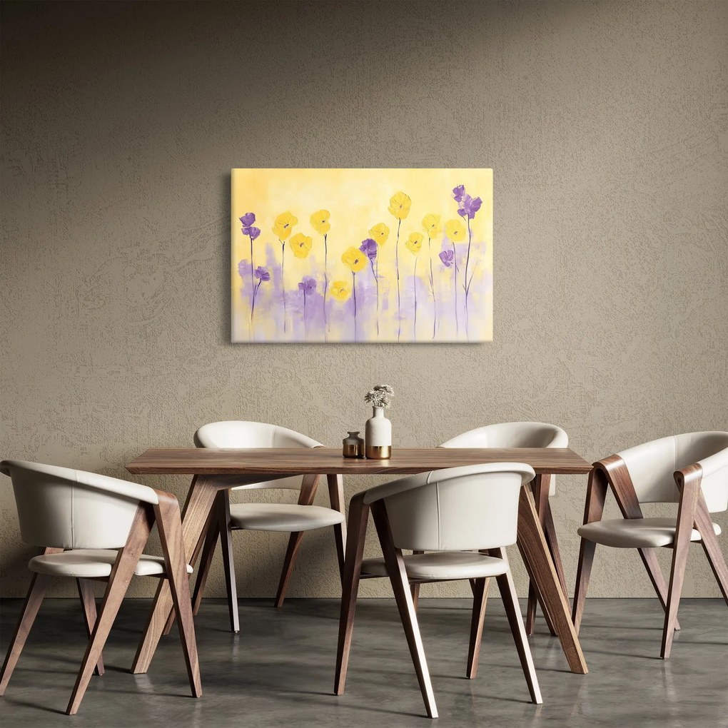 Kép - Lila és sárga virágok (90x60 cm)